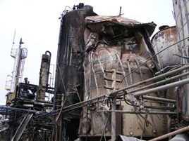Multiple explosions and subsequent fires significantly damaged many of the structures on West Carrolloton site. Luckily, no one was killed in the incident. (Veolia photo)